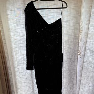 Fashion Nova Elegant Sequins Black One-Shoulder Dress size 3x